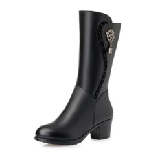 Load image into Gallery viewer, Mid Boots Chunky Heel Wool Plus Fleece Plus Size Warm +
