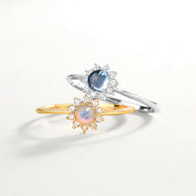 Load image into Gallery viewer, Blue Topaz Sunflower  Ring Minimalist Women's Ring +
