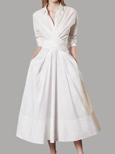 Load image into Gallery viewer, Fancy Casual Women's Dress Polo Collar Solid Color Dress +
