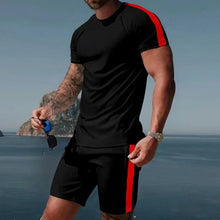 Load image into Gallery viewer, Solid Color FashionMen's shorts Trendy Design Short Sleeve Two-piece Set +
