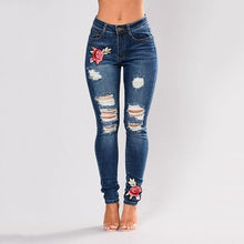Load image into Gallery viewer, Denim Pants Women&#39;s Embroidered Skinny Jeans +
