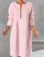 Load image into Gallery viewer, Winter New Sweater Women Zipper Color Contrast Patchwork Long Sleeve Long Zipper Dress +
