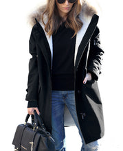 Load image into Gallery viewer, Women's Loose Extended Fur Collar Hooded Overcoat +
