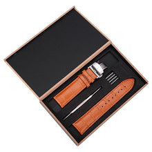Load image into Gallery viewer, Butterfly Clasp Business Bamboo Pattern Cowhide Leather Watch Band +

