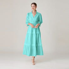 Load image into Gallery viewer, French Court Retro Style V-neck Half Sleeves Lace Stitching Design Dress +
