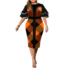 Load image into Gallery viewer, New Digital Positioning Printing Plaid Bag Hip Skirt Plus Size Women&#39;s Clothing +
