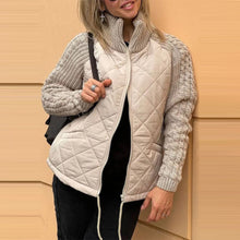 Load image into Gallery viewer, Stand Collar Cotton Jacket With Pockets Fashion Knitted Stitching Zipper Coat Winter Warm Tops For Women +
