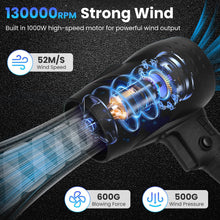 Load image into Gallery viewer, 130000RPM Mini Cordless Leaf Blower Jet Blower Battery Operated Blower With 2x 3Ah Batteries For Leaf Snow Dust Water Blowing +
