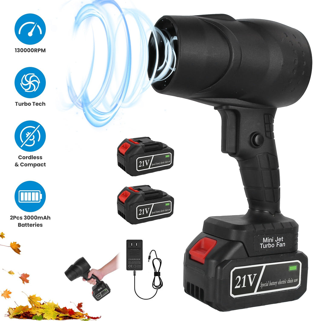 130000RPM Mini Cordless Leaf Blower Jet Blower Battery Operated Blower With 2x 3Ah Batteries For Leaf Snow Dust Water Blowing +