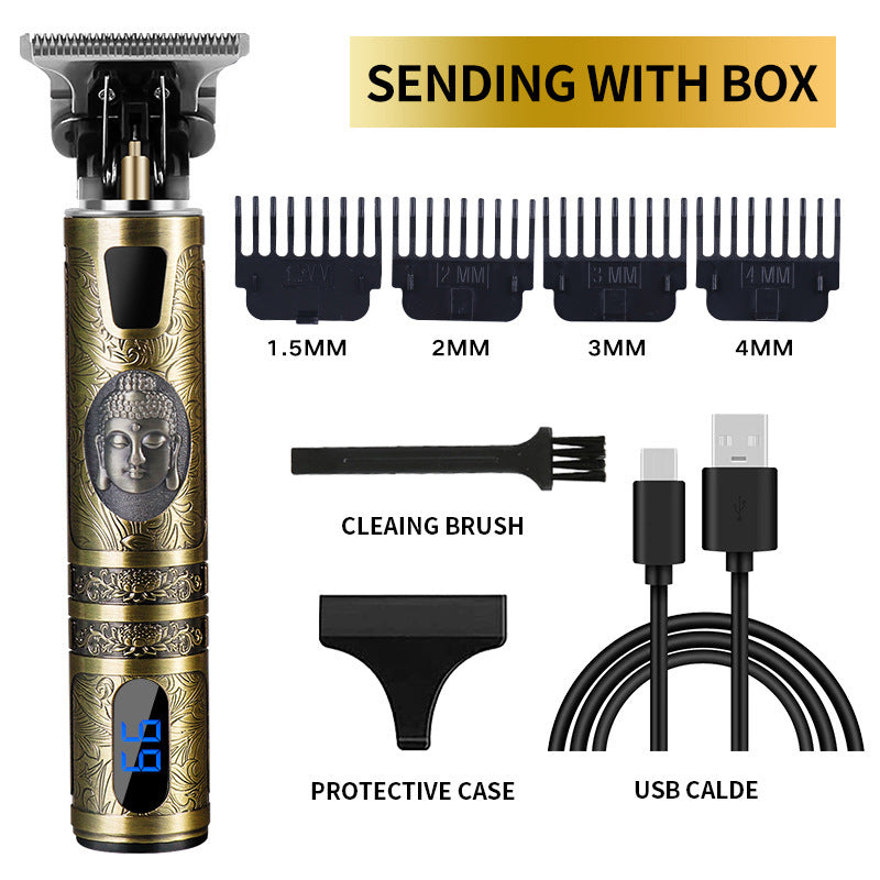 Hair Clipper Household Electric Hair Clipper Oil Head Digital Display Washable +