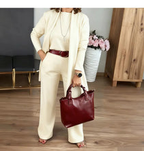 Load image into Gallery viewer, Round Neck Long Sleeve Top Belt Comfortable Blouse And Pants +

