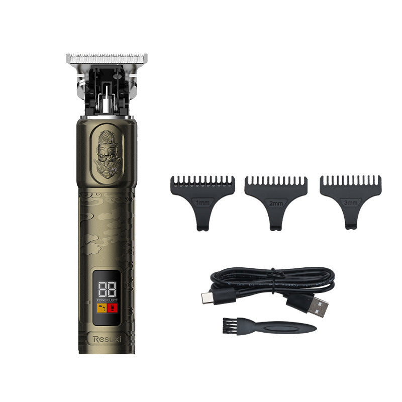 LCD Digital Display Hair Salon Engraving Electric Clippers +