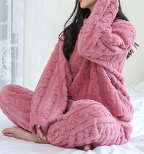 Load image into Gallery viewer, Winter Coral Velvet Pajama Set – Warm Pullover &amp; Pants +
