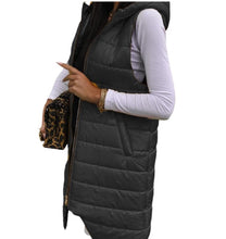Load image into Gallery viewer, Cardigan Hooded Vest Single-breasted Sleeveless Pocket Mid-length Jacket +
