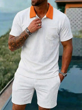 Load image into Gallery viewer, Men's Summer Shorts Set Fashionable Breathable Color-Block Pocket Short-Sleeve Set +
