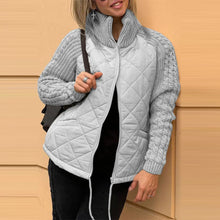 Load image into Gallery viewer, Stand Collar Cotton Jacket With Pockets Fashion Knitted Stitching Zipper Coat Winter Warm Tops For Women +
