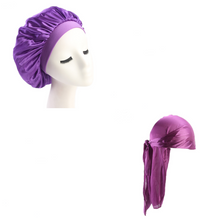 Load image into Gallery viewer, Durag &amp; Bonnet Sleeping  Set Women Hair Cap +
