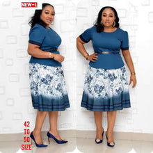 Load image into Gallery viewer, Fashionable Women's A-Line Dress With A Round Neck And Bold Print +

