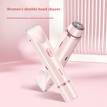 Load image into Gallery viewer, 2 In 1 Hair Remover Women's Double Head Shaver Private Hair Trimmer Electric Razor Wet Dry Electric Body Hair +
