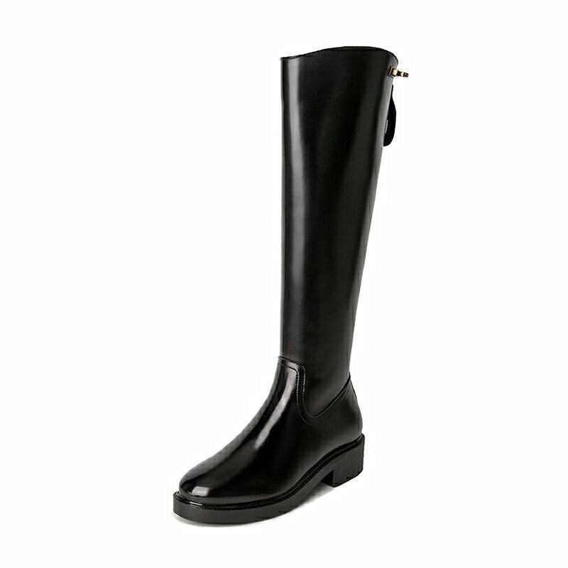 New Fashion But Knee-high Thick Heel Long Martin Leather Boots +