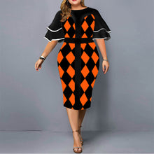 Load image into Gallery viewer, New Digital Positioning Printing Plaid Bag Hip Skirt Plus Size Women&#39;s Clothing +

