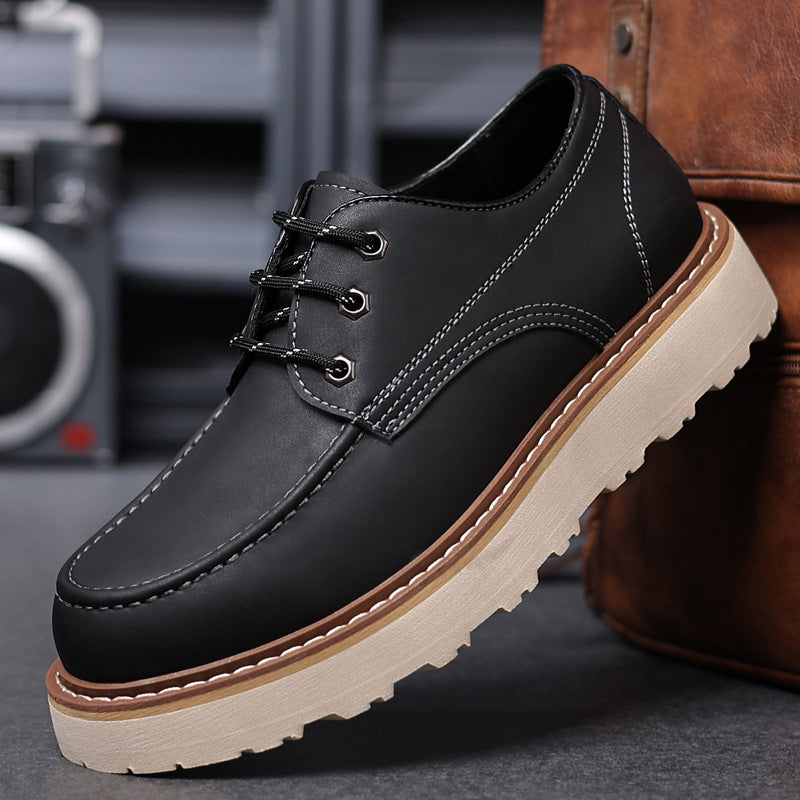 Martin Boots Men's Low Top Retro Casual Shoes British Style Worker Boot Low-top Height Increasing Big Scalp Shoes +