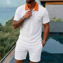 Load image into Gallery viewer, Men's Summer Shorts Set Fashionable Breathable Color-Block Pocket Short-Sleeve Set +
