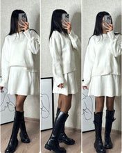 Load image into Gallery viewer, Sweater Skirt Sets For Women 2 Pieces Knit Casual Versatile Long Sleeve Pullover Elegant Solid High Waist Mini Skirt Outfit +
