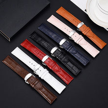 Load image into Gallery viewer, Butterfly Clasp Business Bamboo Pattern Cowhide Leather Watch Band +
