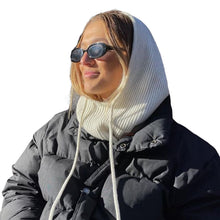 Load image into Gallery viewer, Hat Scarf Integrated Wool Knitted Drawstring Hat Women Veil Hat +
