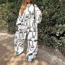 Load image into Gallery viewer, Casual Round Neck Loose Print Women's Sweater Suit +
