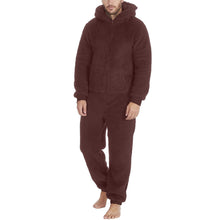 Load image into Gallery viewer, Men's Fashion Zipper Thermal Plush Jumpsuit Thermal Pajamas +
