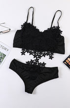 Load image into Gallery viewer, Spaghetti Straps Crochet Lace Hollow Out Bra Thong Lingerie Set
