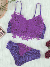 Load image into Gallery viewer, Spaghetti Straps Crochet Lace Hollow Out Bra Thong Lingerie Set
