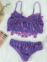 Load image into Gallery viewer, Spaghetti Straps Crochet Lace Hollow Out Bra Thong Lingerie Set
