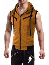 Load image into Gallery viewer, Men's Hooded Sleeveless Vest Solid Color Casual Slim Vest
