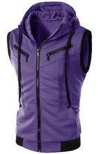 Load image into Gallery viewer, Men's Hooded Sleeveless Vest Solid Color Casual Slim Vest
