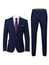 Load image into Gallery viewer, Men&#39;s Lapel Collar Long Sleeve Woven Blazer With Welt Pocket +

