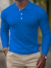 Load image into Gallery viewer, Men&#39;s Solid-Color Button-Down Long-Sleeve Polo Shirt +
