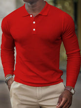 Load image into Gallery viewer, Men&#39;s Solid-Color Button-Down Long-Sleeve Polo Shirt +
