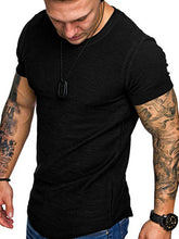 Load image into Gallery viewer, Short-Sleeved T-shirt Bamboo Cotton Solid Color Round Neck T-shirt Men&#39;s Bottoming Shirt +
