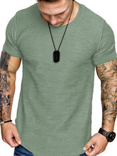 Load image into Gallery viewer, Short-Sleeved T-shirt Bamboo Cotton Solid Color Round Neck T-shirt Men&#39;s Bottoming Shirt +
