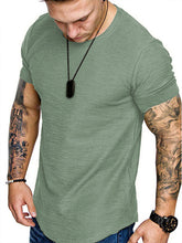 Load image into Gallery viewer, Short-Sleeved T-shirt Bamboo Cotton Solid Color Round Neck T-shirt Men&#39;s Bottoming Shirt +
