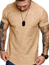 Load image into Gallery viewer, Short-Sleeved T-shirt Bamboo Cotton Solid Color Round Neck T-shirt Men&#39;s Bottoming Shirt +

