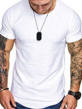 Load image into Gallery viewer, Short-Sleeved T-shirt Bamboo Cotton Solid Color Round Neck T-shirt Men&#39;s Bottoming Shirt +

