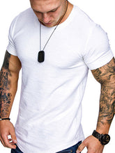 Load image into Gallery viewer, Short-Sleeved T-shirt Bamboo Cotton Solid Color Round Neck T-shirt Men&#39;s Bottoming Shirt +
