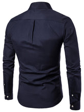 Load image into Gallery viewer, Men&#39;s Casual Slim Cotton Oxford Solid Color Large Size Bottom Shirt Long Sleeves +
