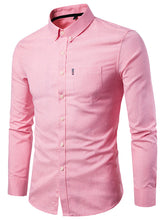 Load image into Gallery viewer, Men&#39;s Casual Slim Cotton Oxford Solid Color Large Size Bottom Shirt Long Sleeves +
