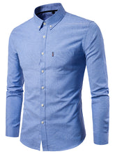 Load image into Gallery viewer, Men&#39;s Casual Slim Cotton Oxford Solid Color Large Size Bottom Shirt Long Sleeves +
