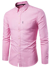 Load image into Gallery viewer, Men&#39;s Casual Slim Cotton Oxford Solid Color Large Size Bottom Shirt Long Sleeves +
